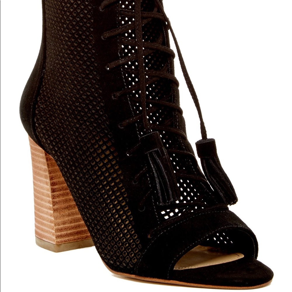 Suede Lace Up Heeled Booties